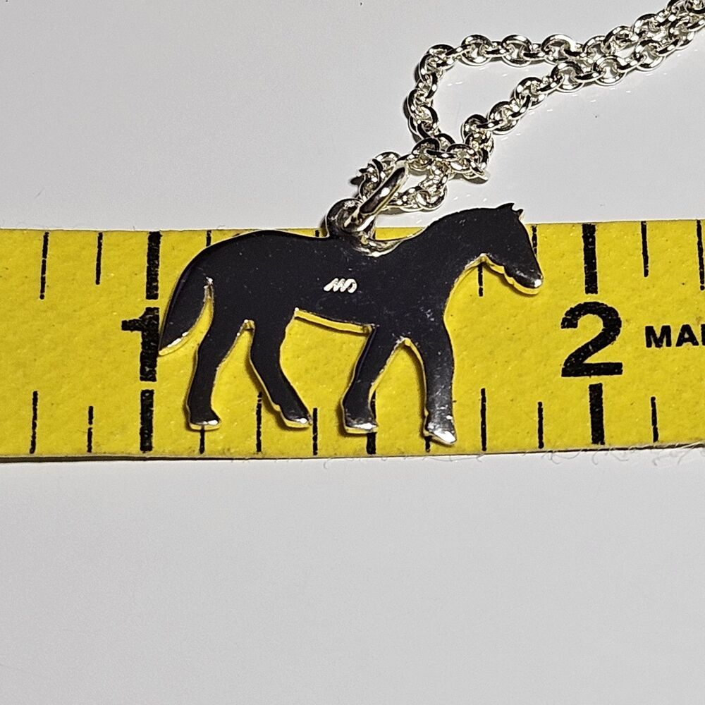 Horse Charm Pendant Silver Tone Pony Colt Equine Traits Confident Lovable 18" - Picture 8 of 14